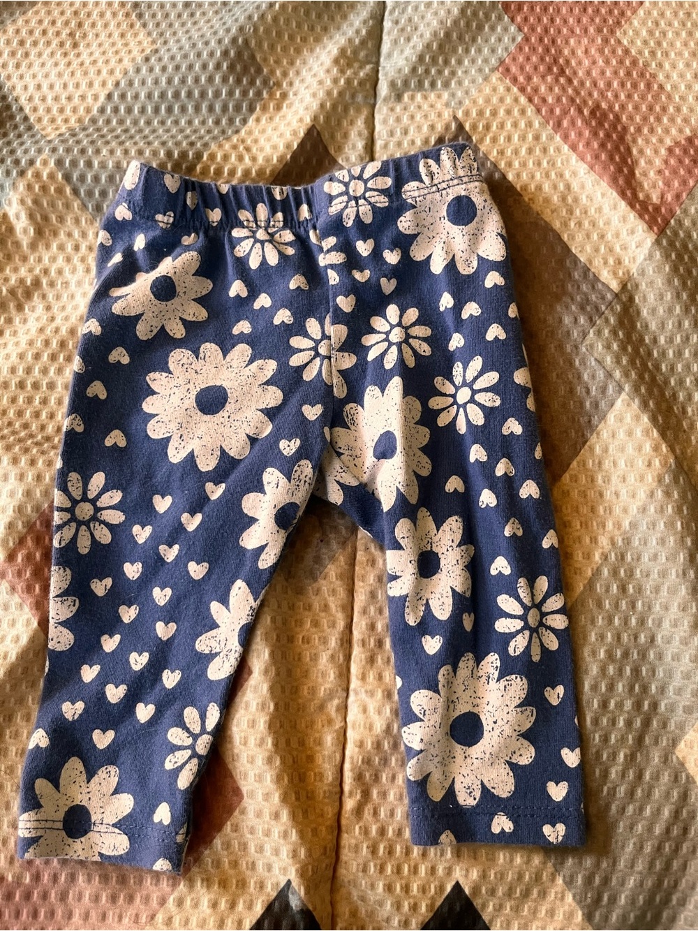 okie dokie Navy Leggings with White Floral Hearts